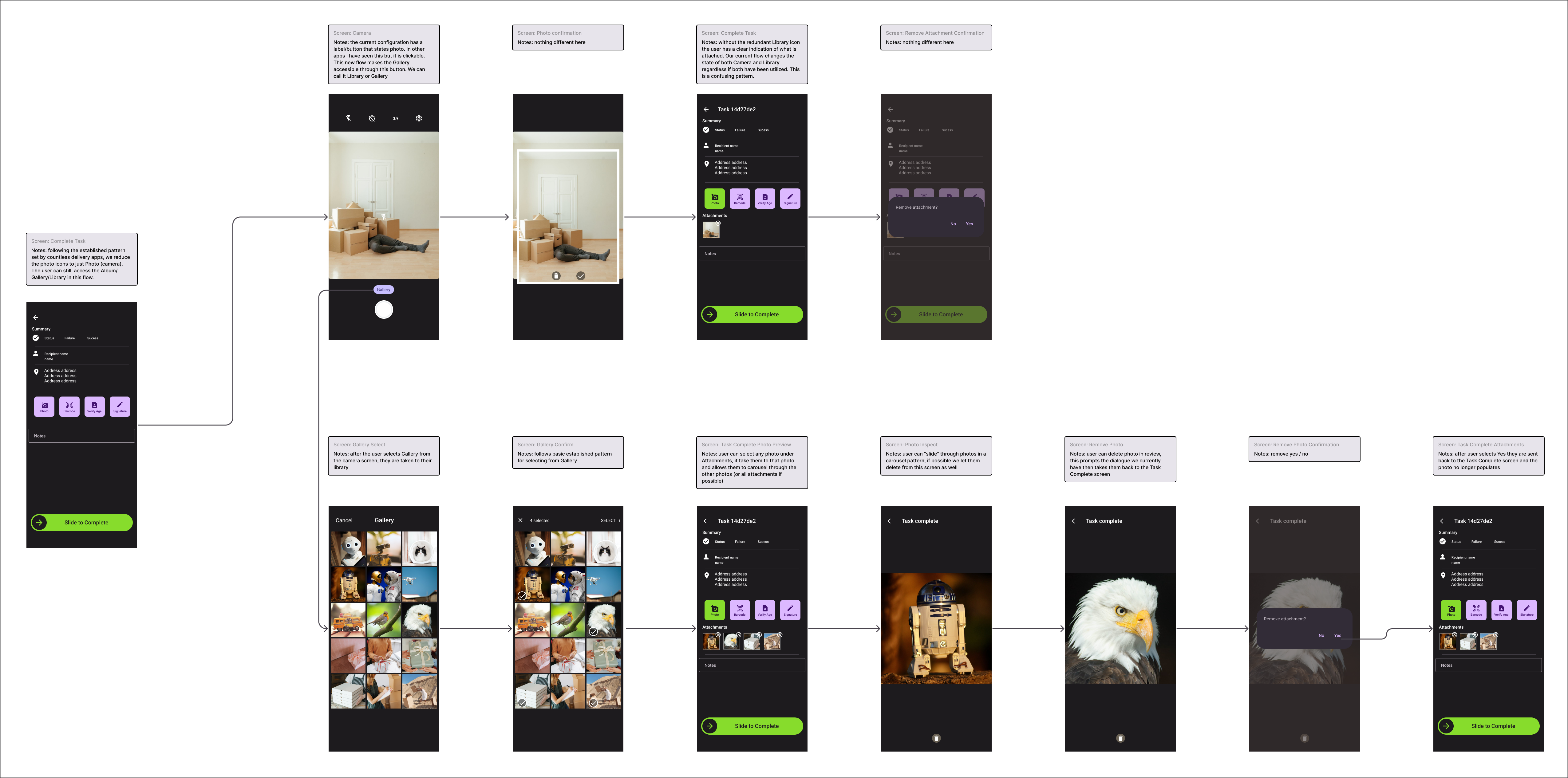 Photo Selector wireflows